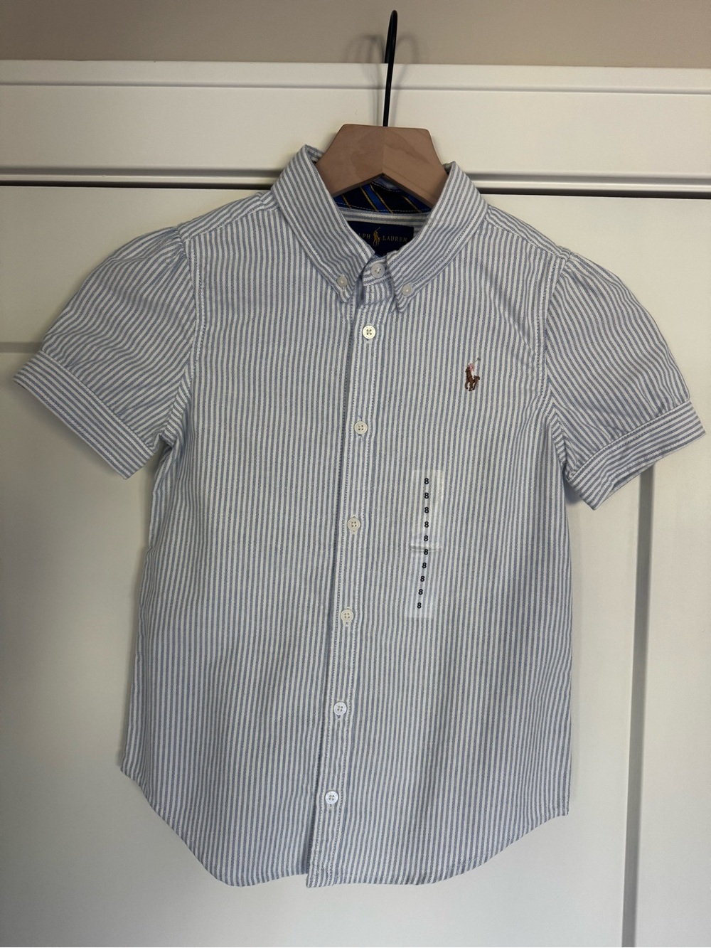 Polo Ralph Lauren Thin Blue & White Stripe Short-Sleeve Button-Down Shirt